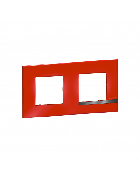 Plaque Altège Déco 2 postes Rubis rouge brillant avec liseré effet aluminium BTICINO BTAL9RU2