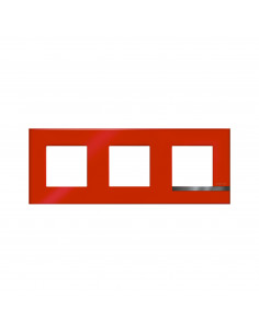 Plaque Altège Déco 3 postes Rubis rouge brillant avec liseré effet aluminium BTICINO BTAL9RU3