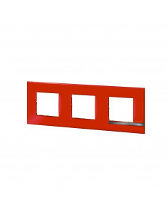Plaque Altège Déco 3 postes Rubis rouge brillant avec liseré effet aluminium BTICINO BTAL9RU3 2