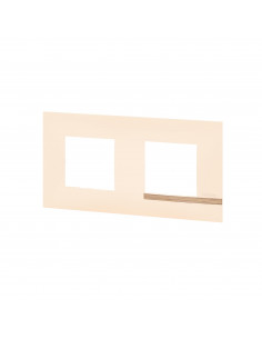 Plaque Altège Déco 2 postes Sable sable satiné avec liseré effet bois BTICINO BTAL9SA2 2