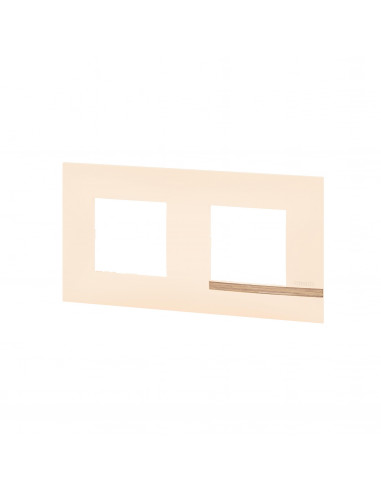 Plaque Altège Déco 2 postes Sable sable satiné avec liseré effet bois BTICINO BTAL9SA2