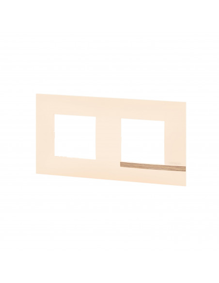 Plaque Altège Déco 2 postes Sable sable satiné avec liseré effet bois BTICINO BTAL9SA2