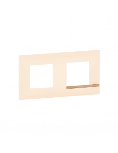 Plaque Altège Déco 2 postes Sable sable satiné avec liseré effet bois BTICINO BTAL9SA2