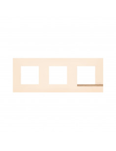 Plaque Altège Déco 3 postes Sable sable satiné avec liseré effet bois BTICINO BTAL9SA3