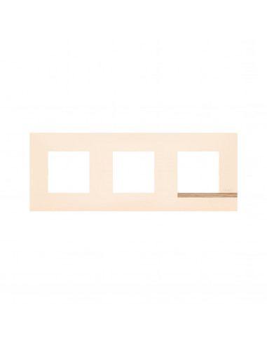 Plaque Altège Déco 3 postes Sable sable satiné avec liseré effet bois BTICINO BTAL9SA3