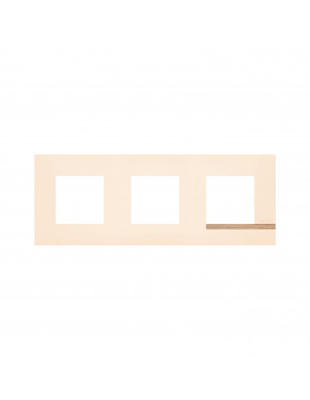 Plaque Altège Déco 3 postes Sable sable satiné avec liseré effet bois BTICINO BTAL9SA3