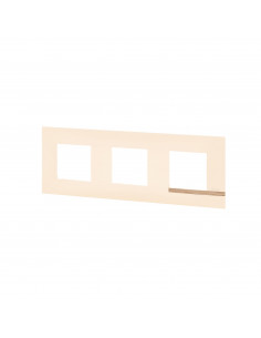Plaque Altège Déco 3 postes Sable sable satiné avec liseré effet bois BTICINO BTAL9SA3 2