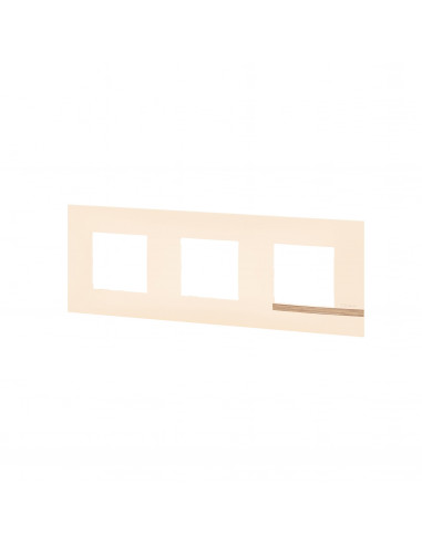 Plaque Altège Déco 3 postes Sable sable satiné avec liseré effet bois BTICINO BTAL9SA3