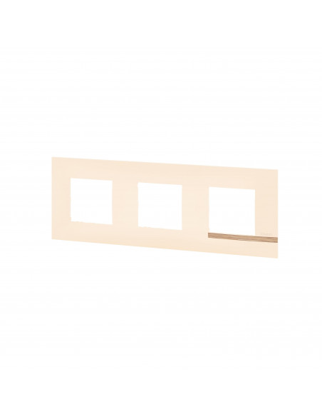Plaque Altège Déco 3 postes Sable sable satiné avec liseré effet bois BTICINO BTAL9SA3