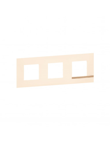 Plaque Altège Déco 3 postes Sable sable satiné avec liseré effet bois BTICINO BTAL9SA3