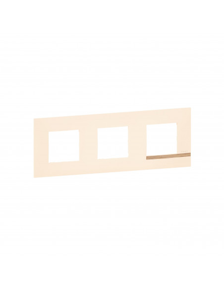 Plaque Altège Déco 3 postes Sable sable satiné avec liseré effet bois BTICINO BTAL9SA3