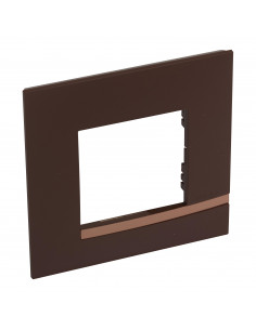 Plaque Altège Déco 1 poste Terre de sienne marron avec liseré effet cuivre BTICINO BTAL9TS1