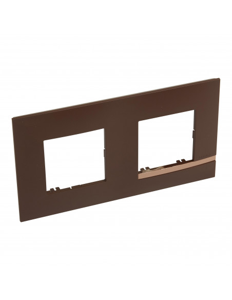 Plaque Altège Déco 2 postes Terre de sienne marron avec liseré effet cuivre BTICINO BTAL9TS2