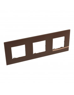 Plaque Altège Déco 3 postes Terre de sienne marron avec liseré effet cuivre BTICINO BTAL9TS3