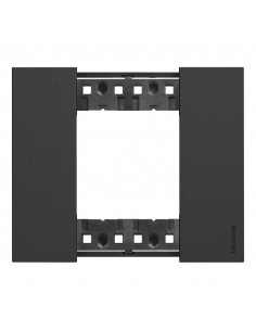 Plaque de finition Living Now Collection Les Noirs matière polymère 2 modules finition Noir BTICINO BTKA4802KG