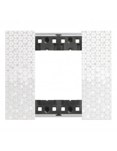 Plaque de finition Living Now Collection Les Blancs matière polymère 2 modules finition Pixel BTICINO BTKA4802MW 2
