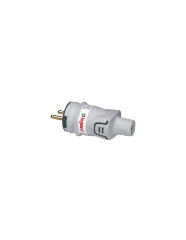 Fiche mâle avec terre Plexo caoutchouc IP44 gris 16A LEGRAND 093828