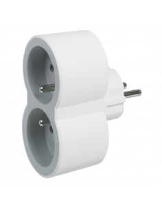 Fiche biplite avec 2 prises 2P+T frontales 16A 3680W blanc et gris clair LEGRAND 049431 2