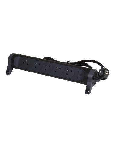 MULTIPRISE FB 5X2P+T PREMIUM ROTATIVE ET FIXABLE 1.5M 1MM2 NOIR LEGRAND 049452