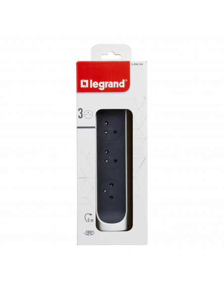 MULTIPRISE FB 3X2P+T PREMIUM ROTATIVE ET FIXABLE A CABLER BLANC/NOIR LEGRAND 049464