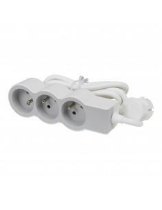 Rallonge multiprise extra-plate équipée de 3 prises 2P+T 16A 3680W avec cordon 1,5m blanc et gris clair LEGRAND 049470
