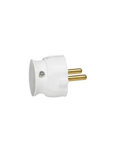 Fiche plastique 2 Pôles 16A extra-plate à sortie latérale blanc LEGRAND 050183