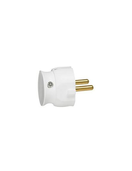 Fiche plastique 2 Pôles 16A extra-plate à sortie latérale blanc LEGRAND 050183