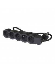 Rallonge multiprise extra-plate équipée de 5 prises 2P+T 16A 3680W avec cordon longueur 1,5m noir et gris foncé LEGRAND 049482