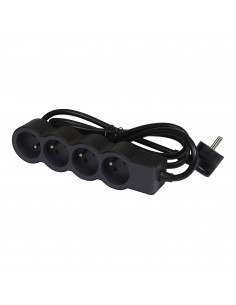 Rallonge 4x2P+T avec cordon 3m 3G1,5mm² noir/gris foncé LEGRAND 049491