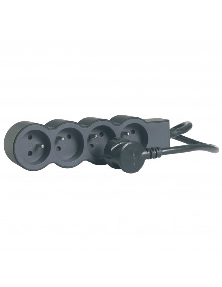 Rallonge 4x2P+T avec cordon 3m 3G1,5mm² noir/gris foncé LEGRAND 049491
