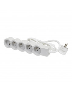 Rallonge multiprise extra-plate équipée de 5 prises 2P+T 16A 3680W cordon longueur 3m blanc et gris clair LEGRAND 049492