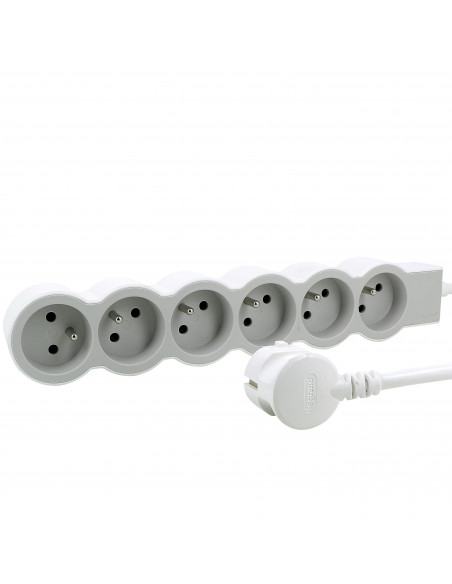 MULTIPRISE FB 6X2P+T STANDARD 3M 1.5MM2 BLANC/GRIS LEGRAND 049494