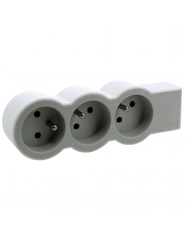 MULTIPRISE FB 3X2P+T STANDARD A CABLER BLANC/GRIS LEGRAND 049496