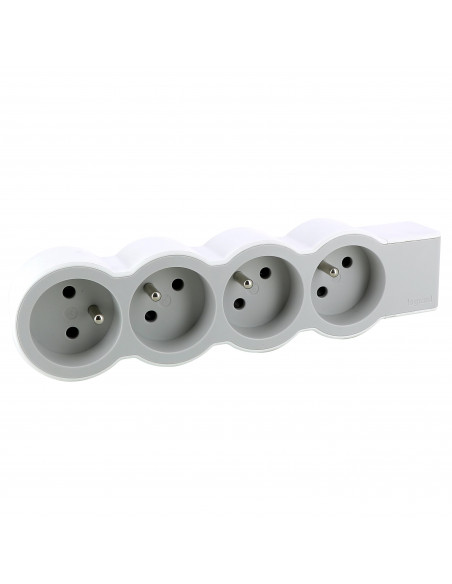 MULTIPRISE FB 4X2P+T STANDARD A CABLER BLANC/GRIS LEGRAND 049497