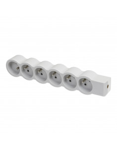 Multiprise extra-plate équipée de 6 prises 2P+T 16A 3680W à câbler blanc et gris clair LEGRAND 049499 2