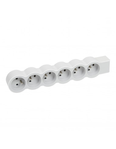 Multiprise extra-plate équipée de 6 prises 2P+T 16A 3680W à câbler blanc et gris clair LEGRAND 049499