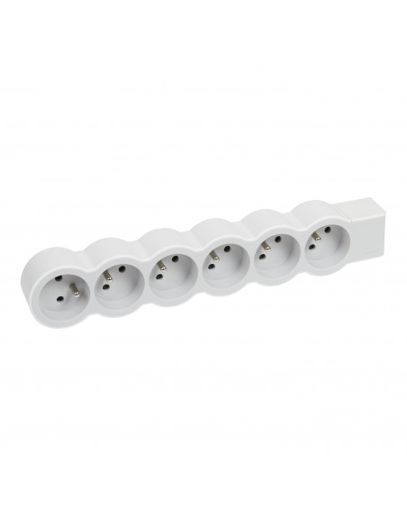 Multiprise extra-plate équipée de 6 prises 2P+T 16A 3680W à câbler blanc et gris clair LEGRAND 049499