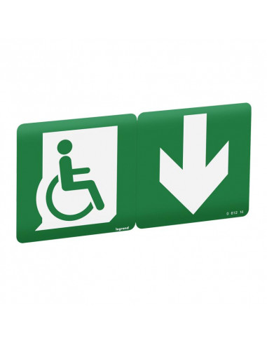 Etiquette évacuation repositionnable, recyclable personne mobilité reduite LEGRAND 061214