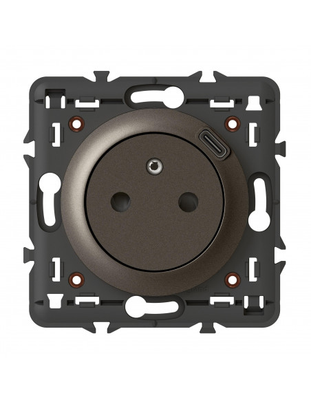 Prise Surface Céliane avec chargeur USB Type-C support + enjoliveur graphite LEGRAND 067927