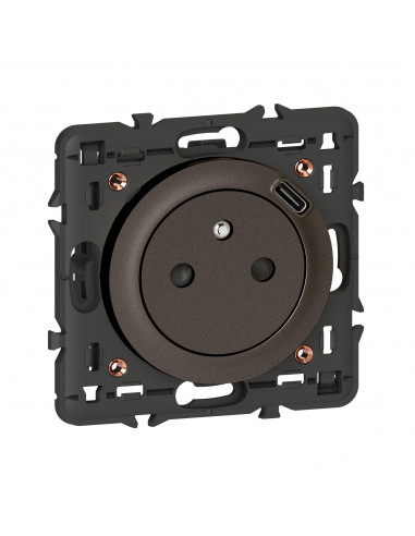 Prise Surface Céliane avec chargeur USB Type-C support + enjoliveur graphite LEGRAND 067927