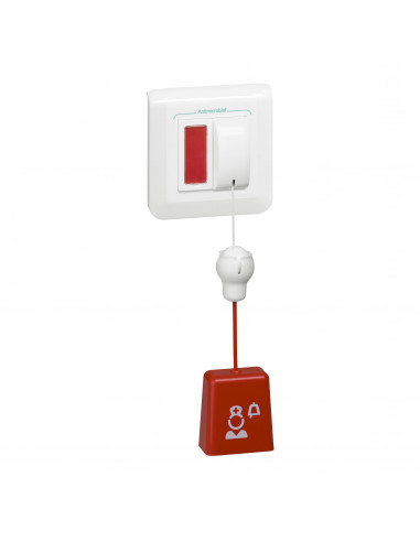 Bloc d'appel sanitaire avec poussoir à tirette verticale et voyant à LED Mosaic LEGRAND 076664L