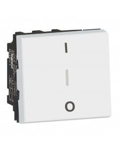 Interrupteur bipolaire + borne repiquage neutre 16AX 250V~ Mosaic 2 mod blanc LEGRAND 077050L