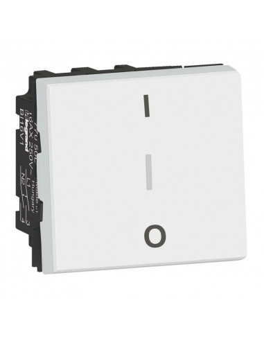 Interrupteur bipolaire + borne repiquage neutre 16AX 250V~ Mosaic 2 mod blanc LEGRAND 077050L