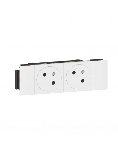 Prise 2x2P+T Surface Mosaic Soluclip pour goulotte clippage direct blanc LEGRAND 077102L