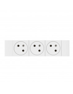 Triple prise de courant 2P+T Surface Soluclip pour goulotte Mosaic à clippage direct 6 modules blanc LEGRAND 077103L 2
