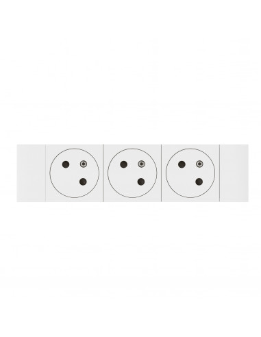 Triple prise de courant 2P+T Surface Soluclip pour goulotte Mosaic à clippage direct 6 modules blanc LEGRAND 077103L