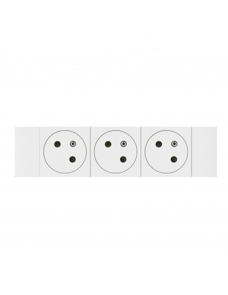 Triple prise de courant 2P+T Surface Soluclip pour goulotte Mosaic à clippage direct 6 modules blanc LEGRAND 077103L