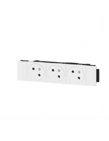 Triple prise de courant 2P+T Surface Soluclip pour goulotte Mosaic à clippage direct 6 modules blanc LEGRAND 077103L