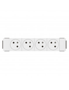 Quadruple prise de courant 2P+T Surface Soluclip pour goulotte Mosaic à clippage direct 8 modules blanc LEGRAND 077104L 2