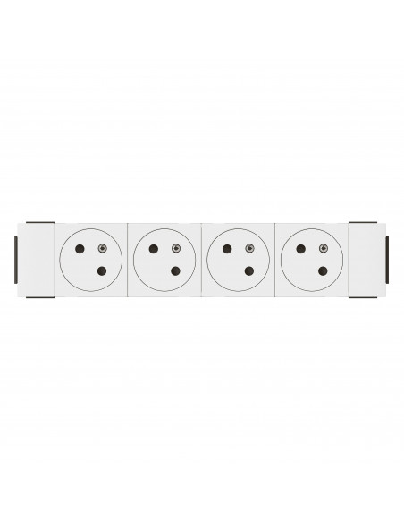 Quadruple prise de courant 2P+T Surface Soluclip pour goulotte Mosaic à clippage direct 8 modules blanc LEGRAND 077104L